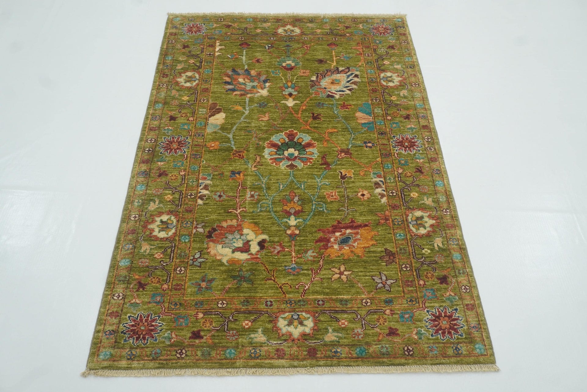 3x5 Green Waziri Afghan Hand knotted Wool Rugs - Yildiz Rugs