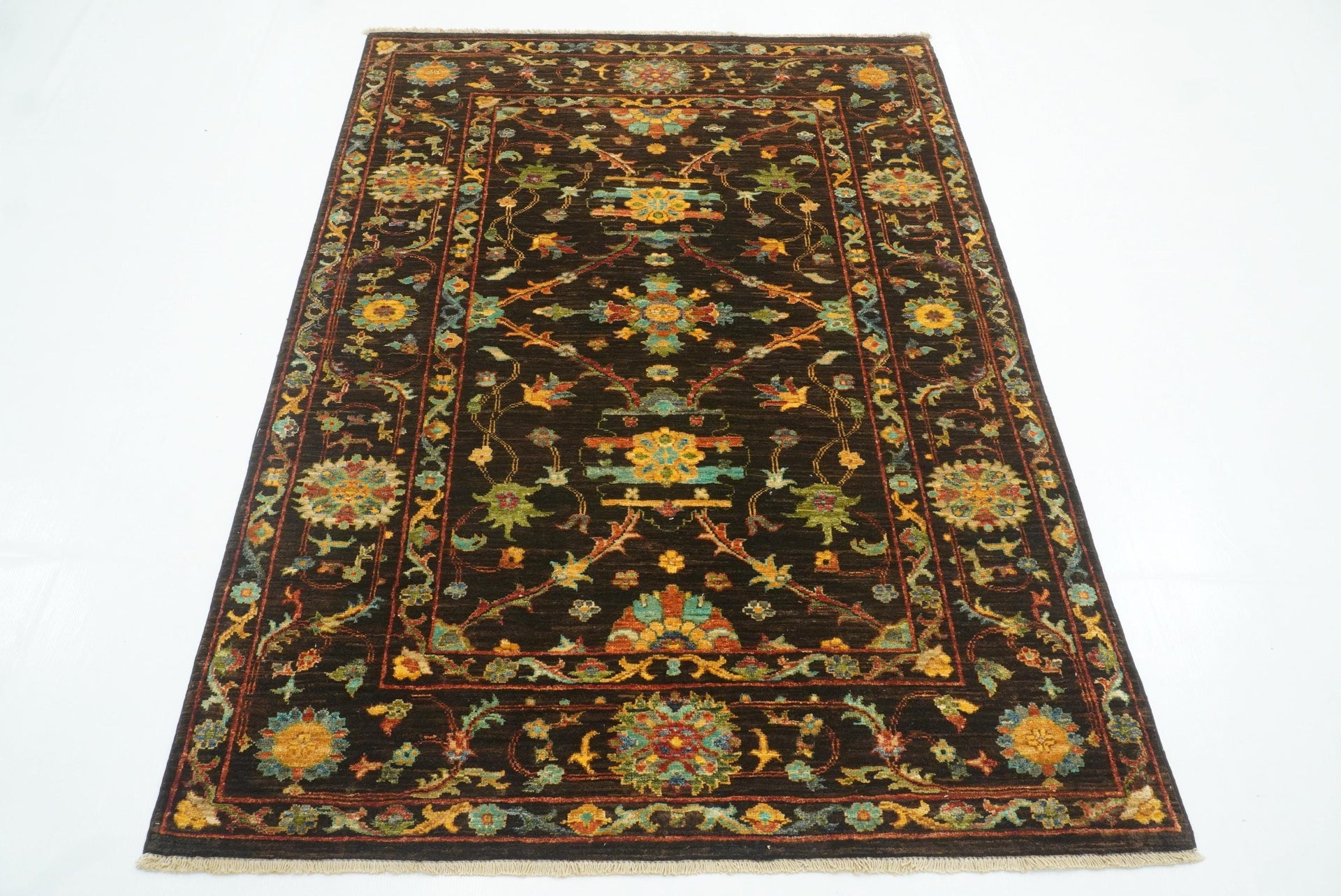 4x6 Dark Brown Waziri Afghan Hand knotted Oriental Rug