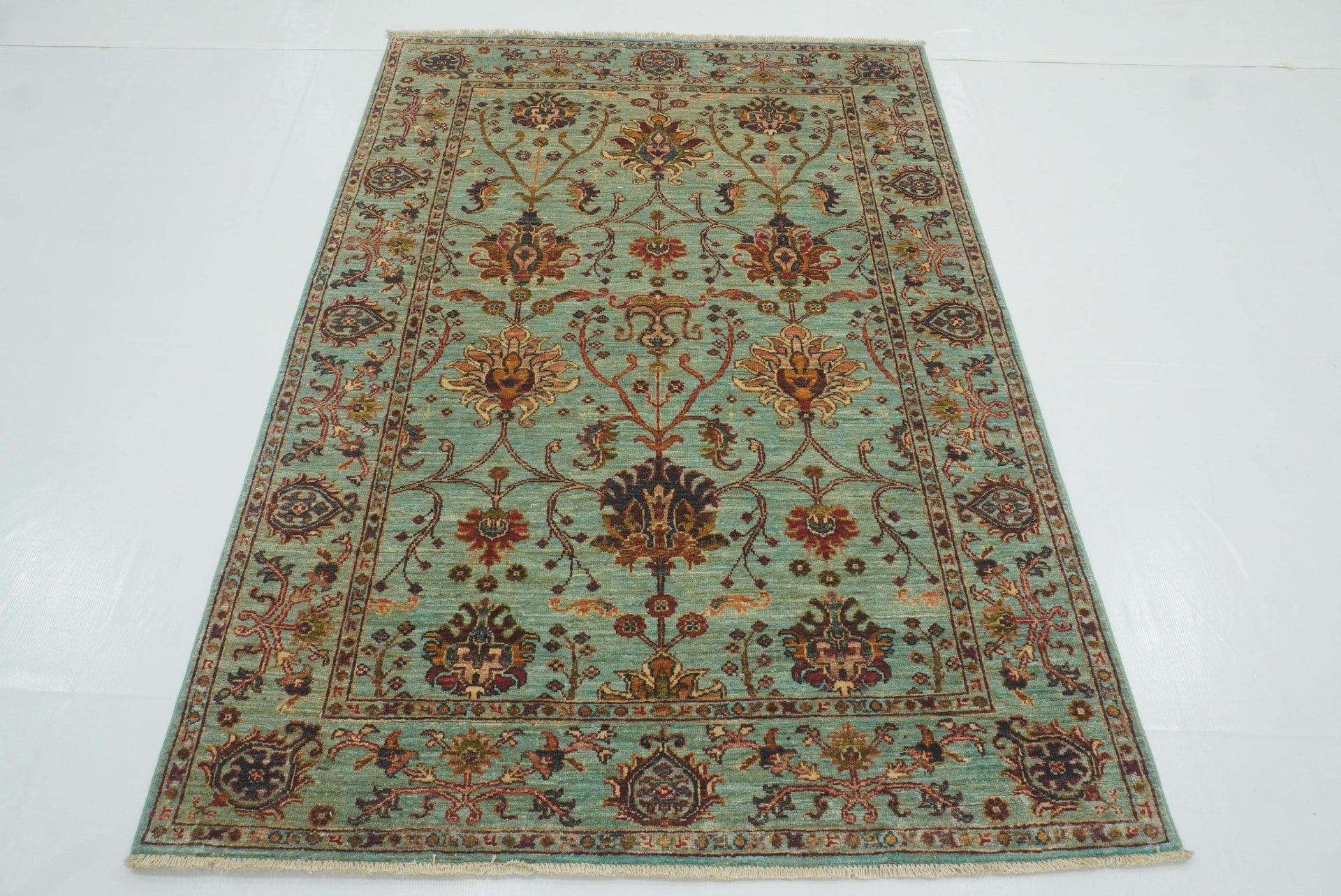 4'4"x6'4" Waziri Blue Afghan Hand knotted Oriental Rug - Yildiz Rugs