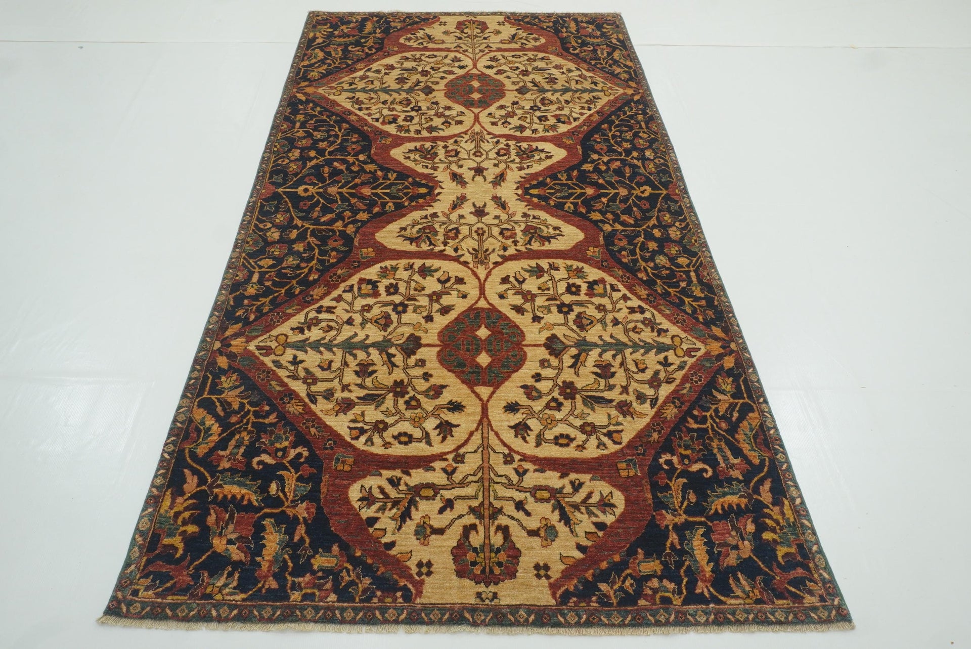 4'5"x8'2" Vintage Afghan Ziegler Hand-Knotted Oriental Rug