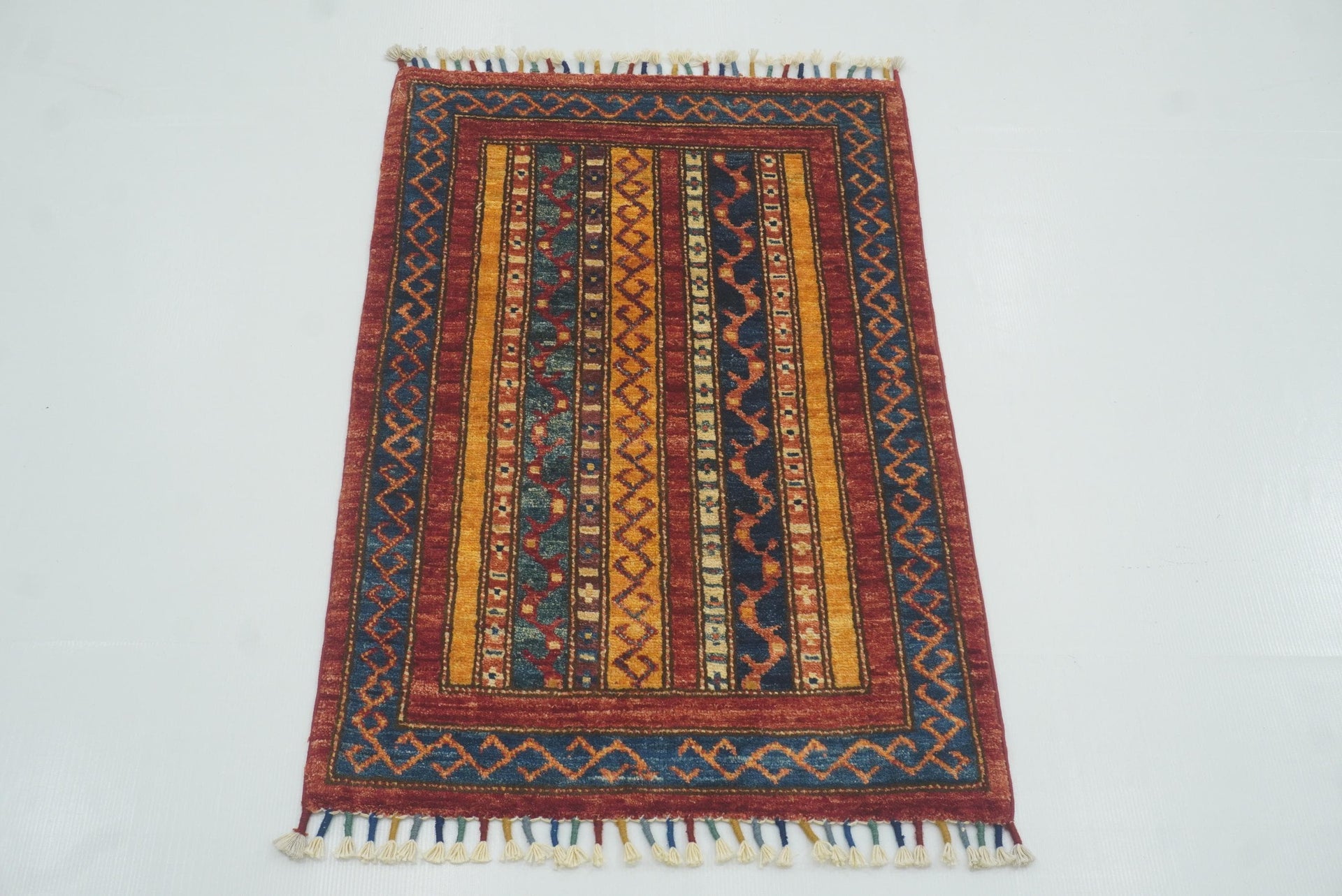 2x3 Red Turkish Hand-Knotted Wool Rug