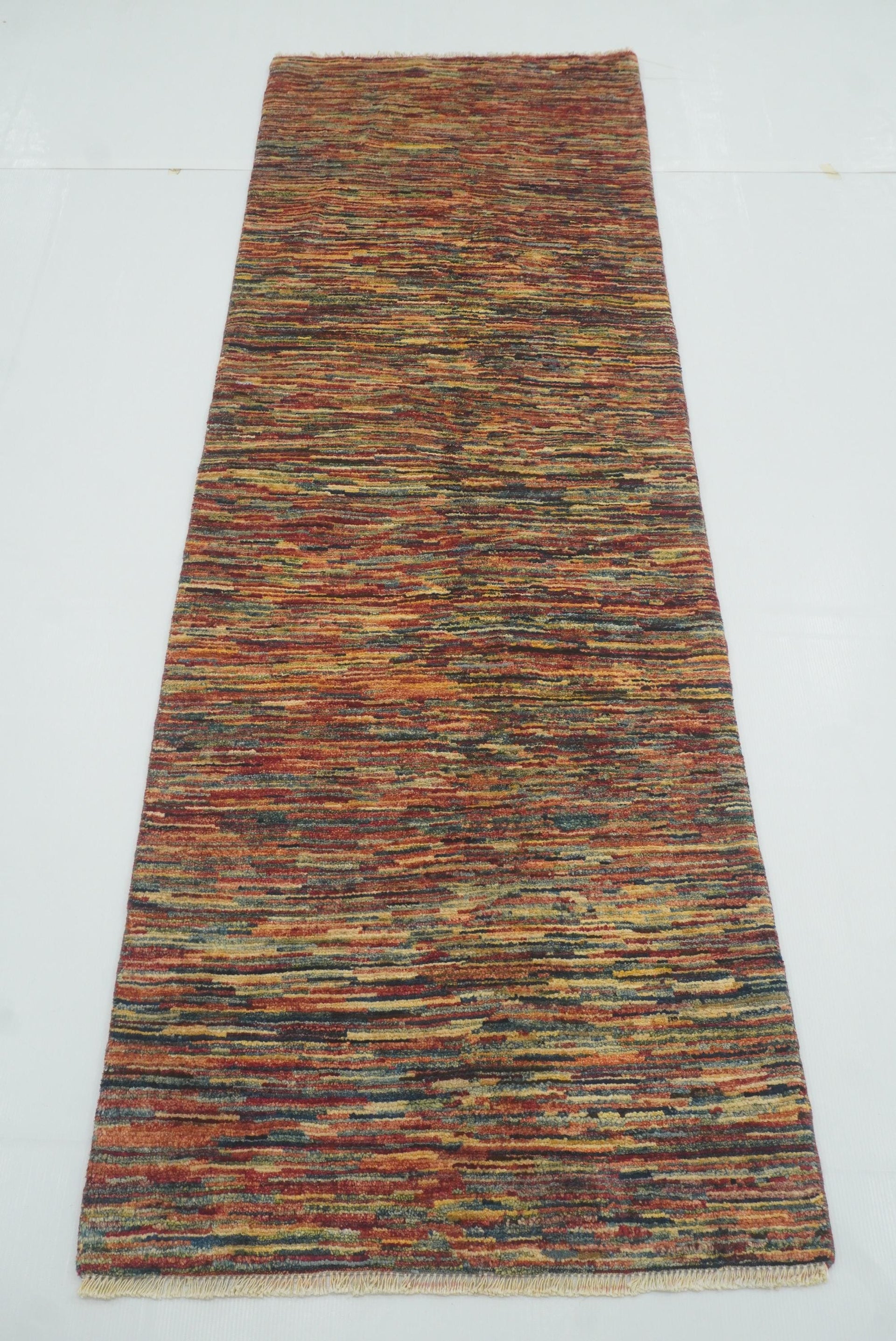 2'3"x7' Striped Gabbeh Afghan Hand knotted Runner Rug