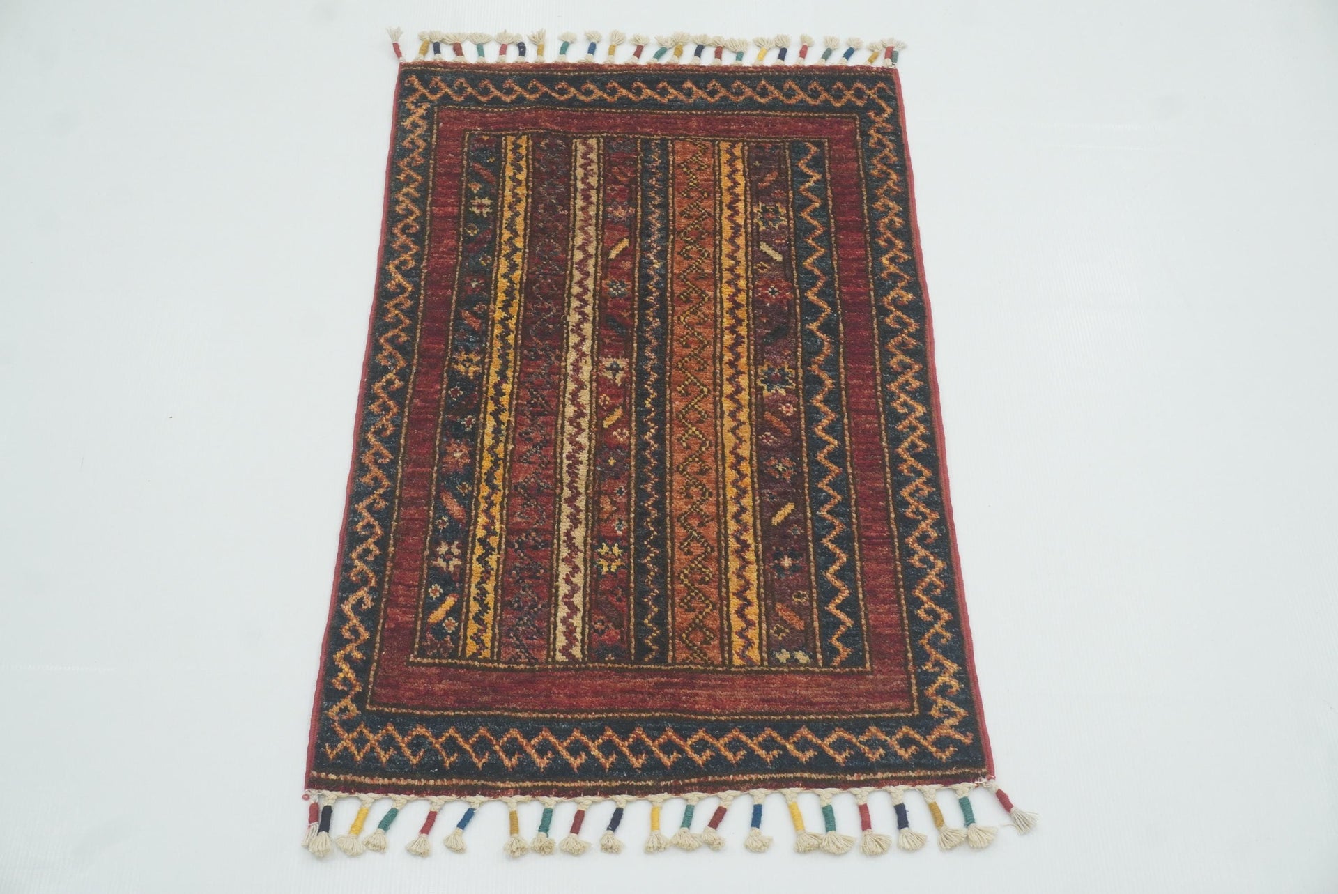 2x3 Red Turkish Hand-Knotted Wool Rug
