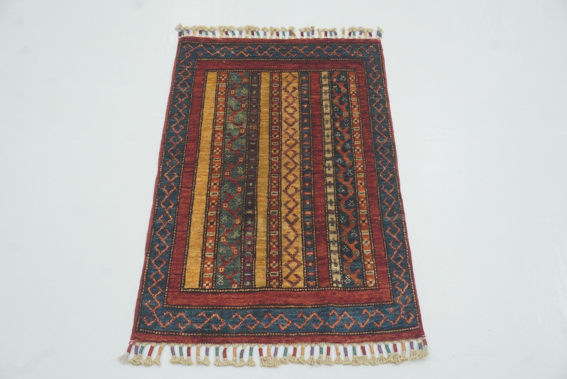 2x3 Red Turkish Hand-Knotted Wool Rug