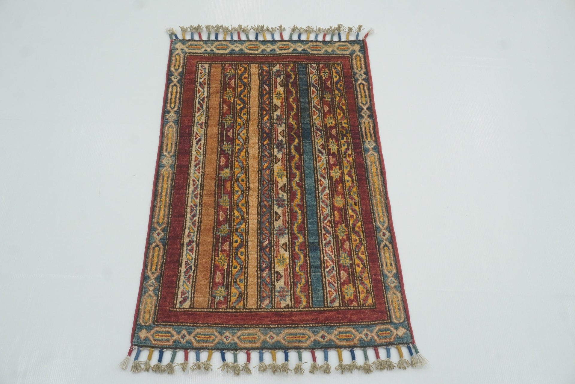 2x3 Red Turkish Hand-Knotted Wool Rug