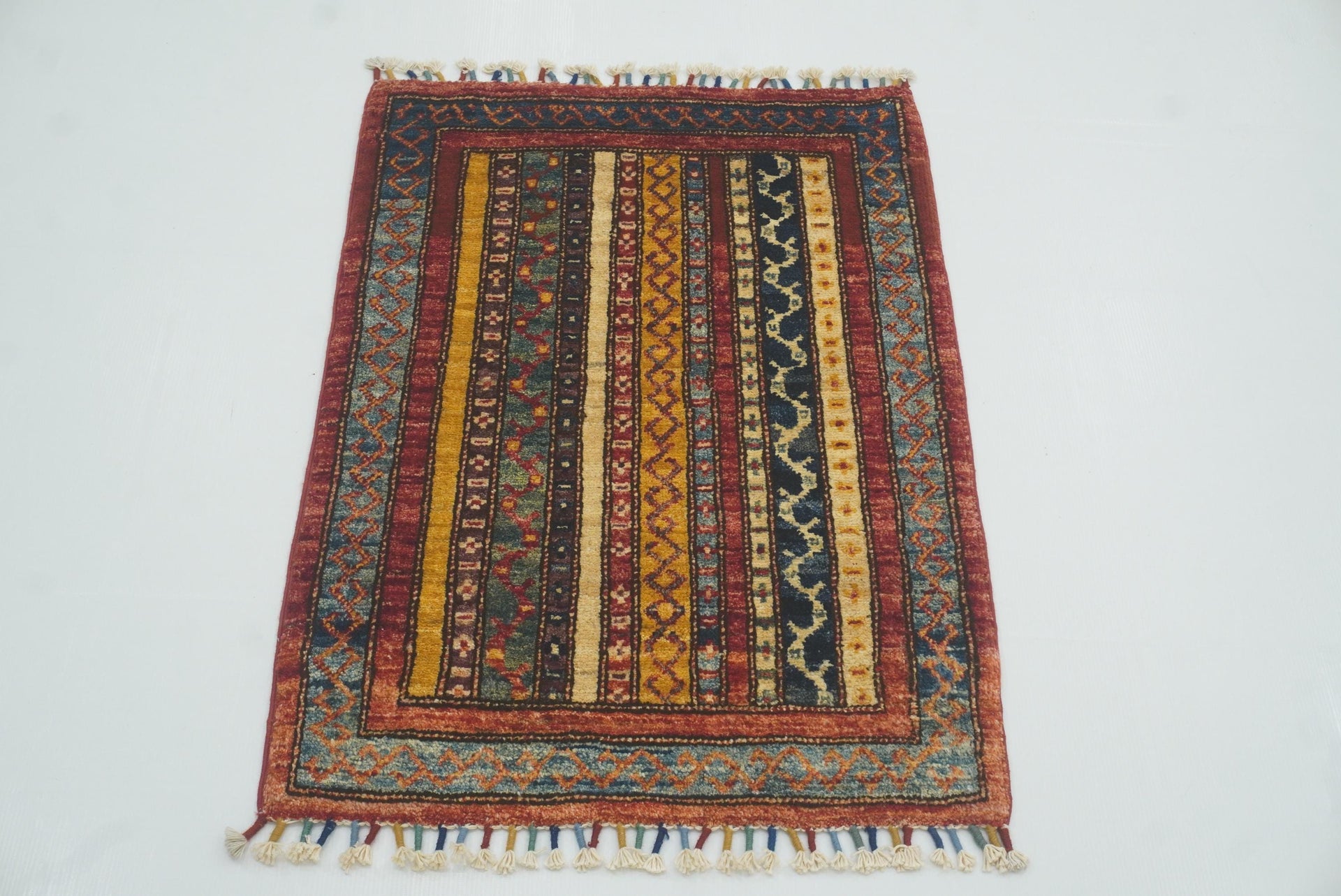2x3 Red Turkish Hand-Knotted Wool Rug