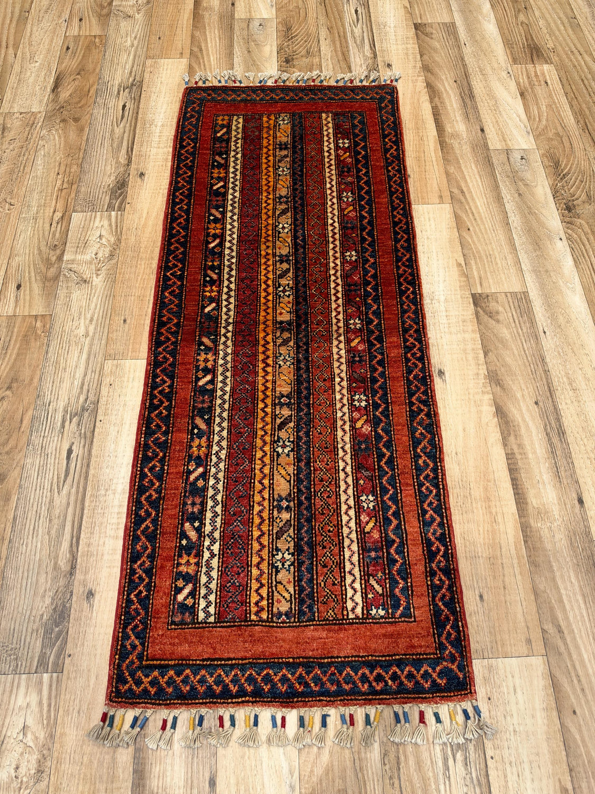 2x5 Rust Red Shaal Turkish Style Hand knotted Wool Runner Rug