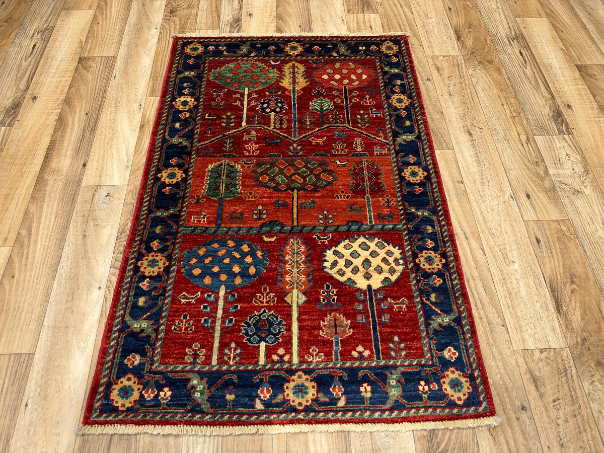 3x4 Red Gabbeh Tree of Life Afghan Hand Knotted Wool Rug