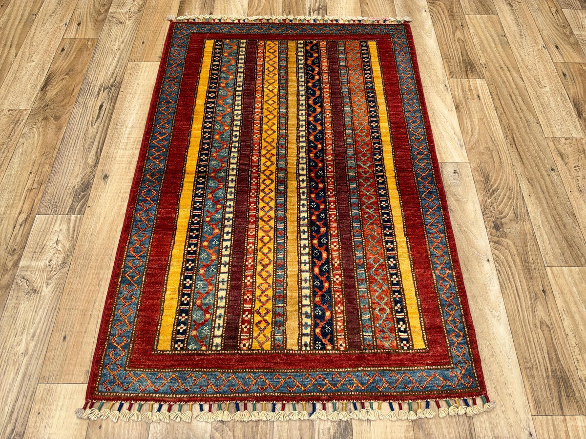 3x4 Red Turkish Style Hand knotted Wool Rug
