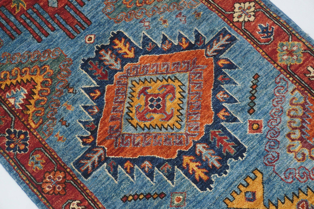 10 Ft Malayer Blue Afghan hand knotted Wool Runner Rug - Yildiz Rugs