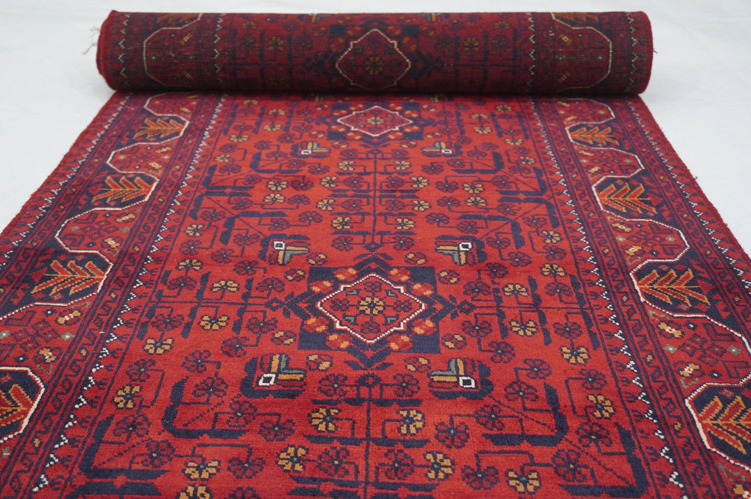 10 ft Red Runner Rug Khal Mohammadi Afghan Hand knotted Wool rug - Yildiz Rugs