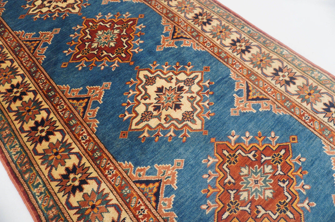 10 Ft Turkish Runner Rug - Blue Vintage Shirvan Caucasian Handmade Rug - Yildiz Rugs