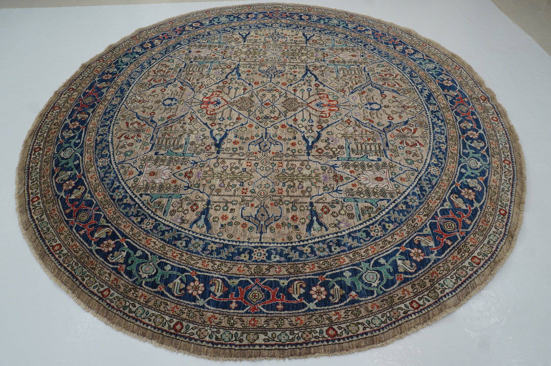 10x10 Gray Bidjar Afghan Hand knotted Wool Large Circle Rug - Yildiz Rugs