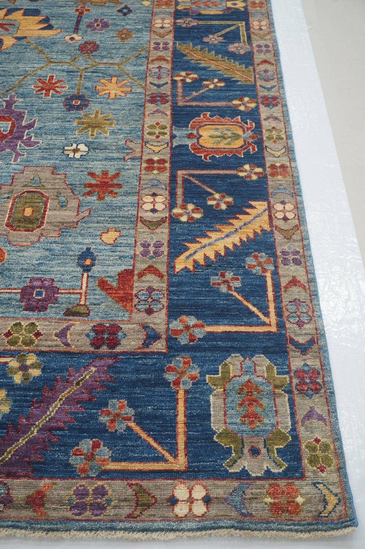 10x14 Blue Hand Knotted Turkish Oushak Rug - Yildiz Rugs