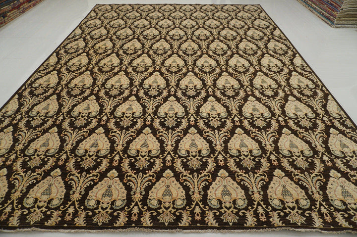 10x14 Tabriz Area Rug Dark Brown Persian Hand knotted wool rug - Yildiz Rugs