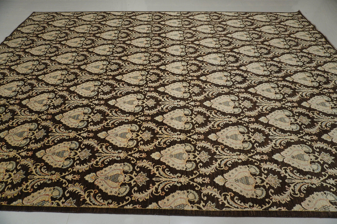 10x14 Tabriz Area Rug Dark Brown Persian Hand knotted wool rug - Yildiz Rugs