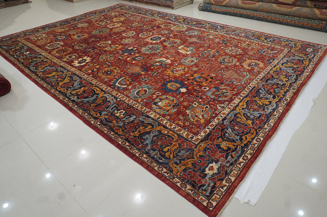 12x18 Red Afghan Hand knotted Large Oriental Area Rug - Yildiz Rugs