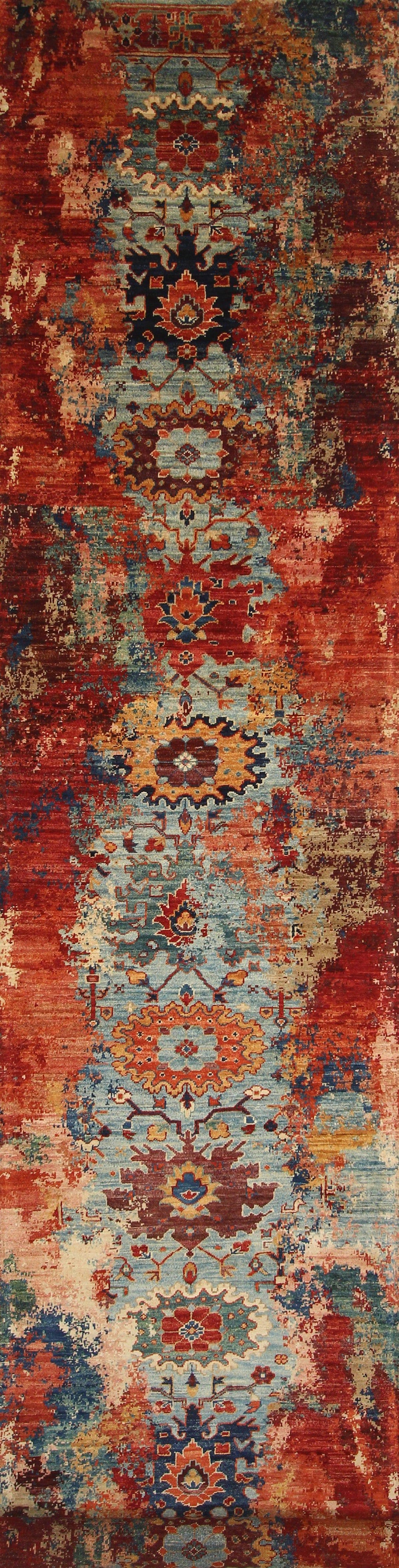 2'10 x 13'2 ft Bidjar Blue Persian Style Hand knotted Modern Runner Rug - Yildiz Rugs