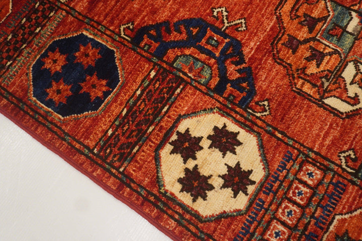 16 ft Tekke Red hand knotted Wool Tribal Long Runner Rug - Yildiz Rugs