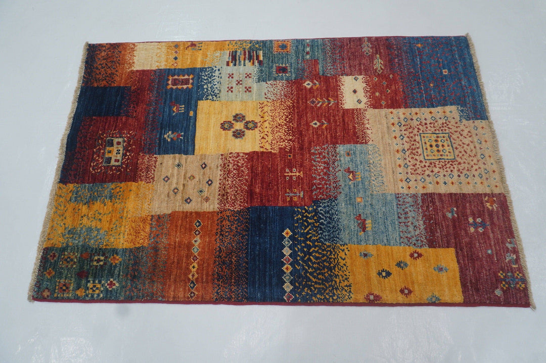 2'7x4'0 Nomadic Gabbeh Multicolor Tribal Hand knotted Small Area Rug - Yildiz Rugs