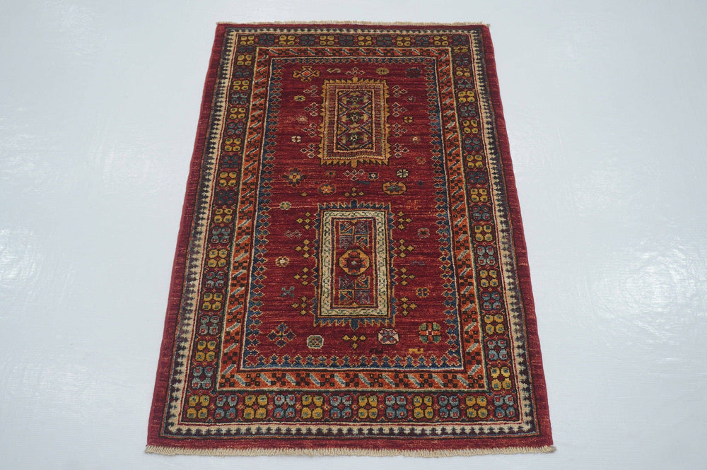 2'7x4'0 Red Tribal Baluch Afghan Hand knotted Accent Rug - Yildiz Rugs