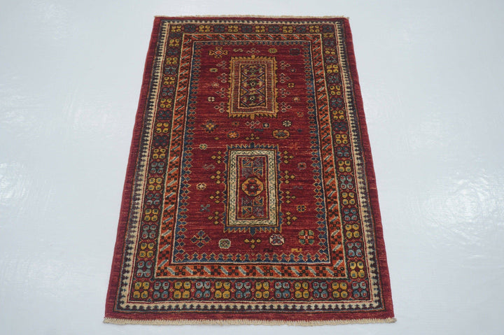 2'7x4'0 Red Tribal Baluch Afghan Hand knotted Accent Rug - Yildiz Rugs