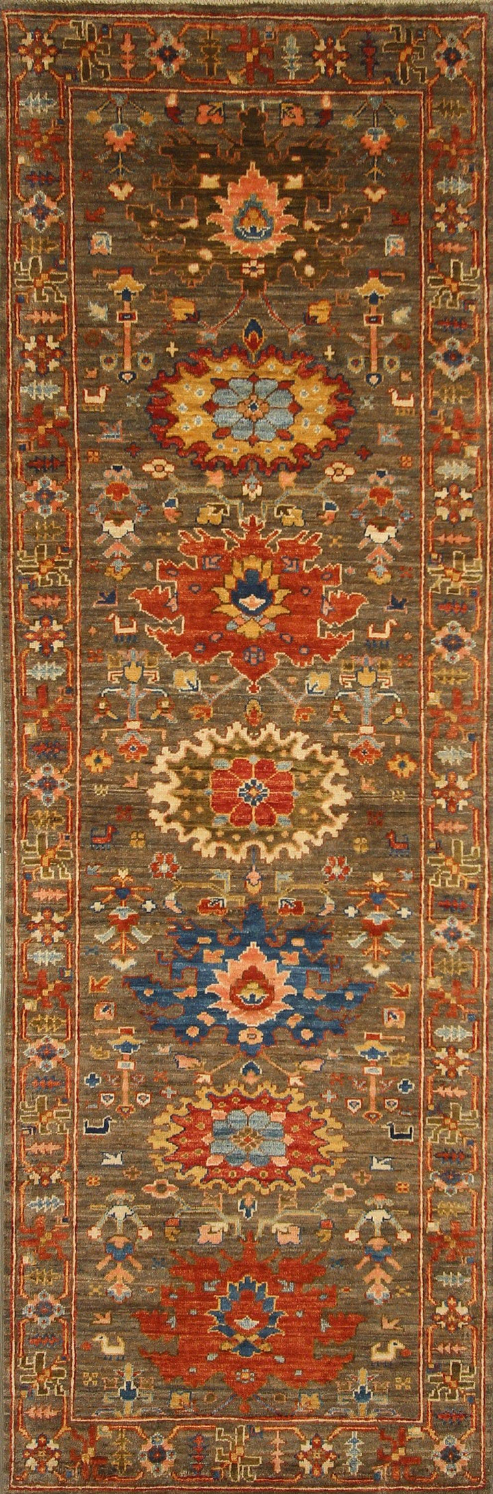 2'7x8'0 Bidjar Gray Afghan Hand knotted Wool Oriental Runner Rug - Yildiz Rugs