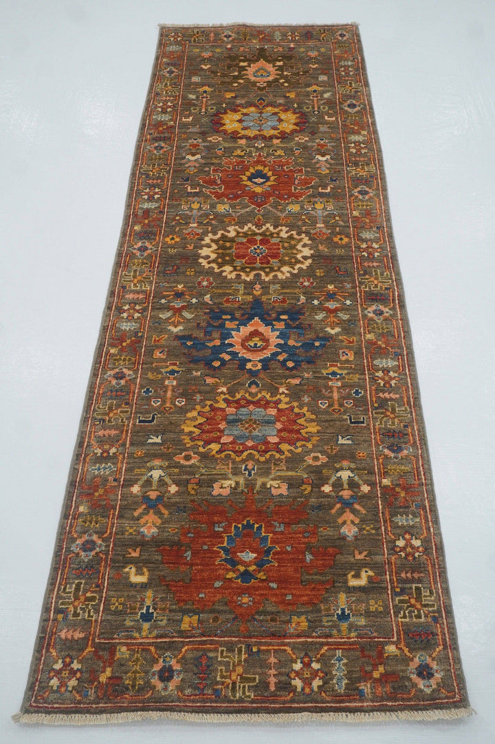 2'7x8'0 Bidjar Gray Afghan Hand knotted Wool Oriental Runner Rug - Yildiz Rugs