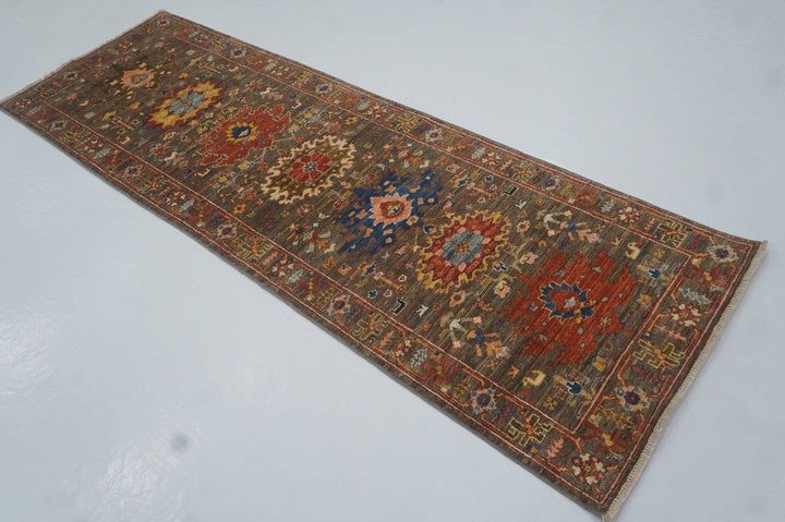 2'7x8'0 Bidjar Gray Afghan Hand knotted Wool Oriental Runner Rug - Yildiz Rugs