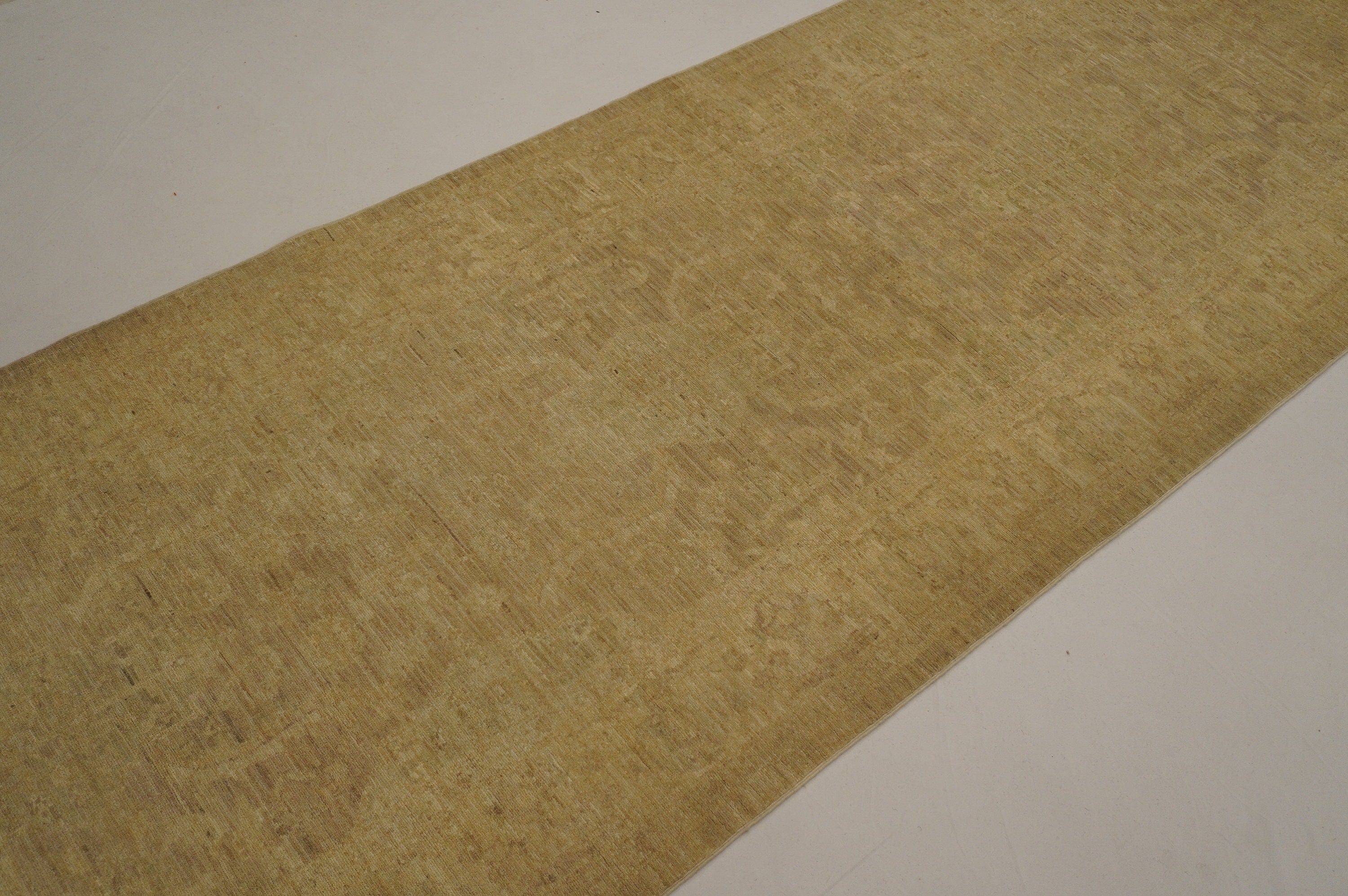 3x13 Vintage Turkish Muted Beige Hand knotted wool runner Rug - Yildiz Rugs