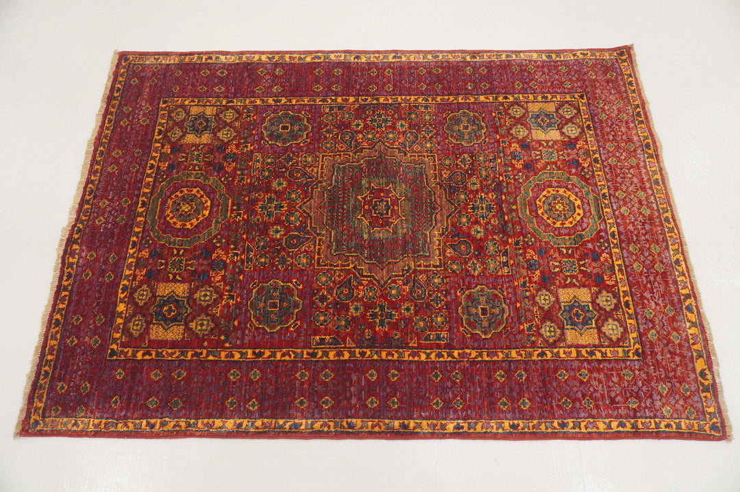 3x4 Turkish Mamluk Pink Purple Hand knotted rug - Yildiz Rugs