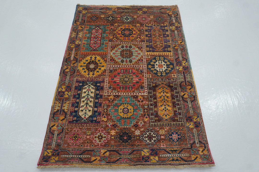 3x5 Brown Baluch Tribal Afghan Hand knotted Area Rug - Yildiz Rugs