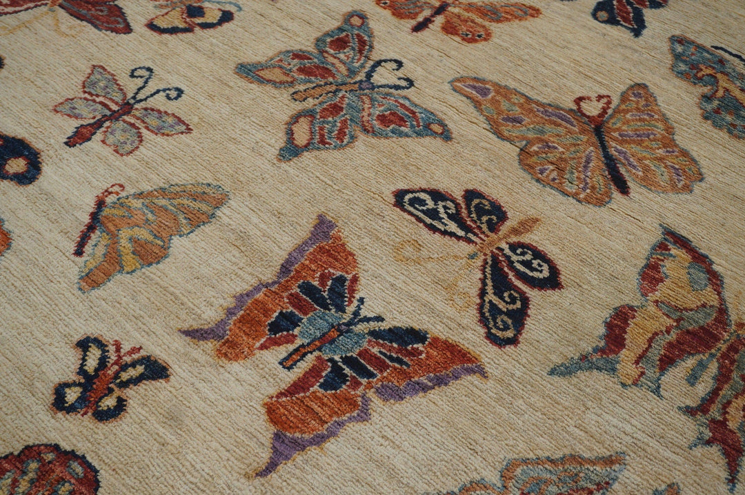 3x5 Butterfly Beige Gabbeh Afghan hand knotted Rug - Yildiz Rugs