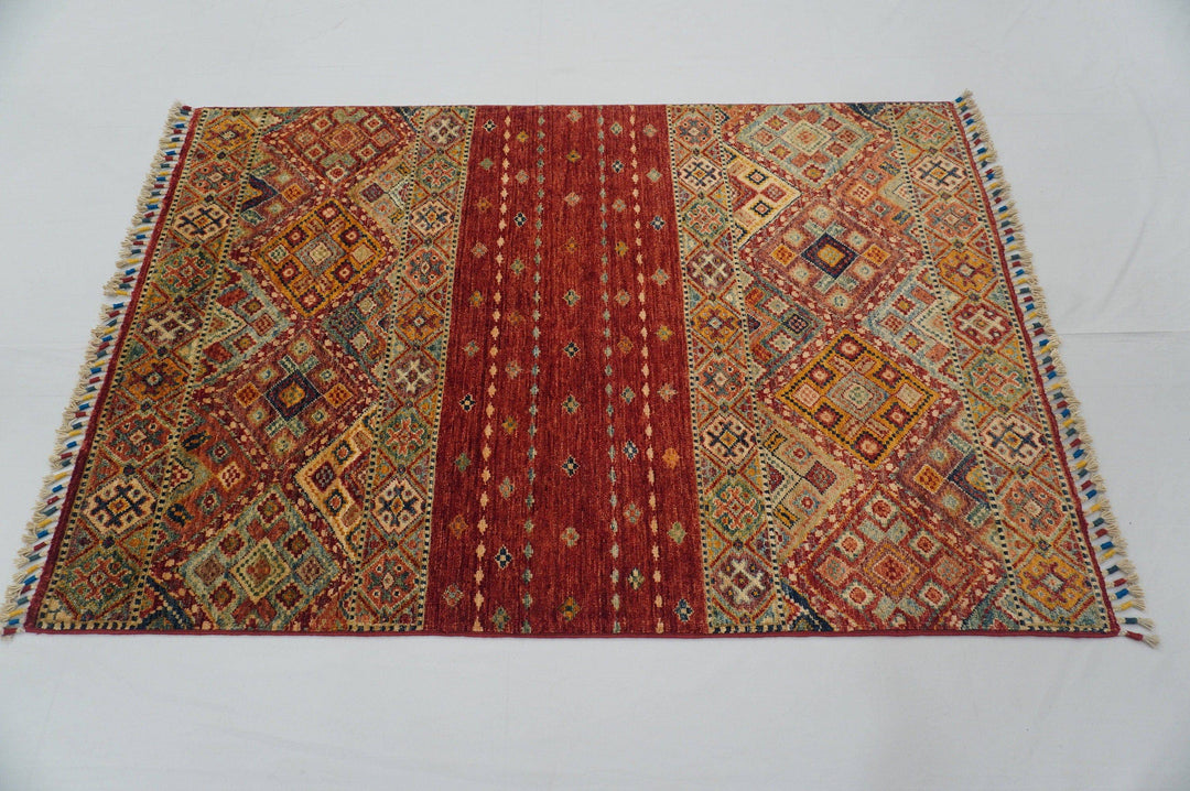 3x5 Red Afghan Oriental Hand knotted Area Rug - Yildiz Rugs