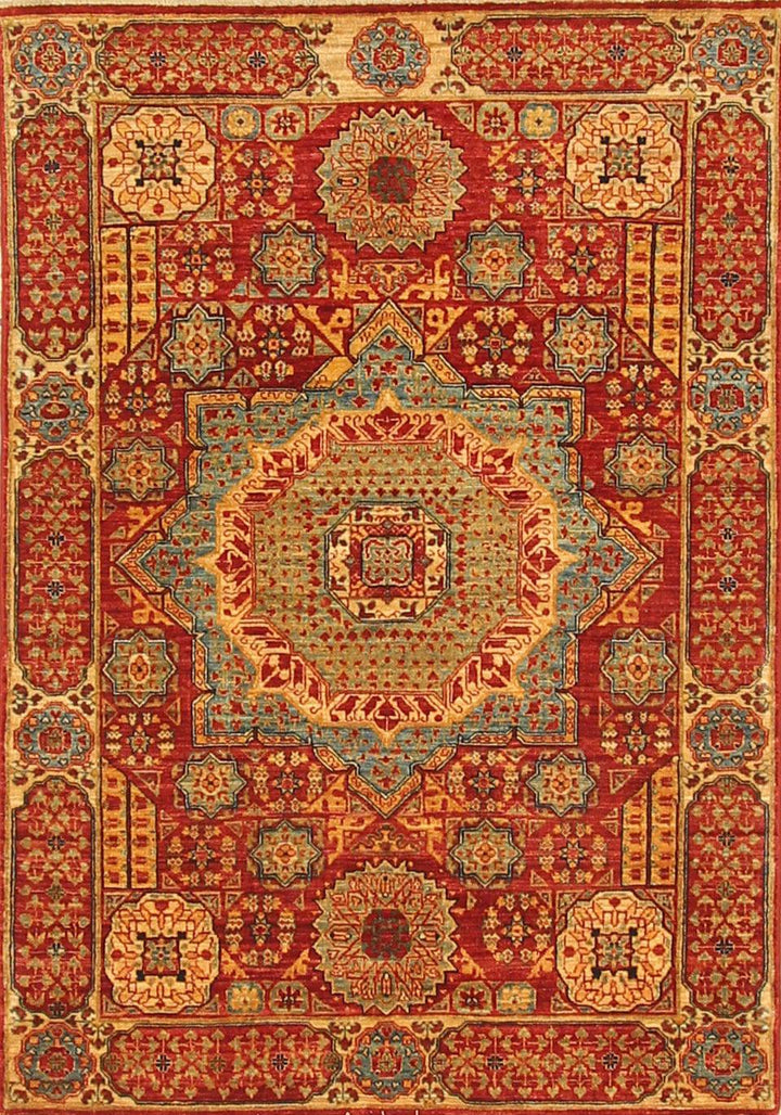 3x5 Vintage Mamluk Classic Red Hand knotted Wool Medallion Area Rug - Yildiz Rugs