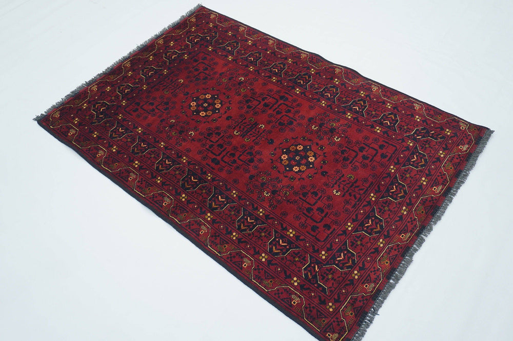 3x5 Vintage Red Afghan Handmade Wool Rug - Yildiz Rugs