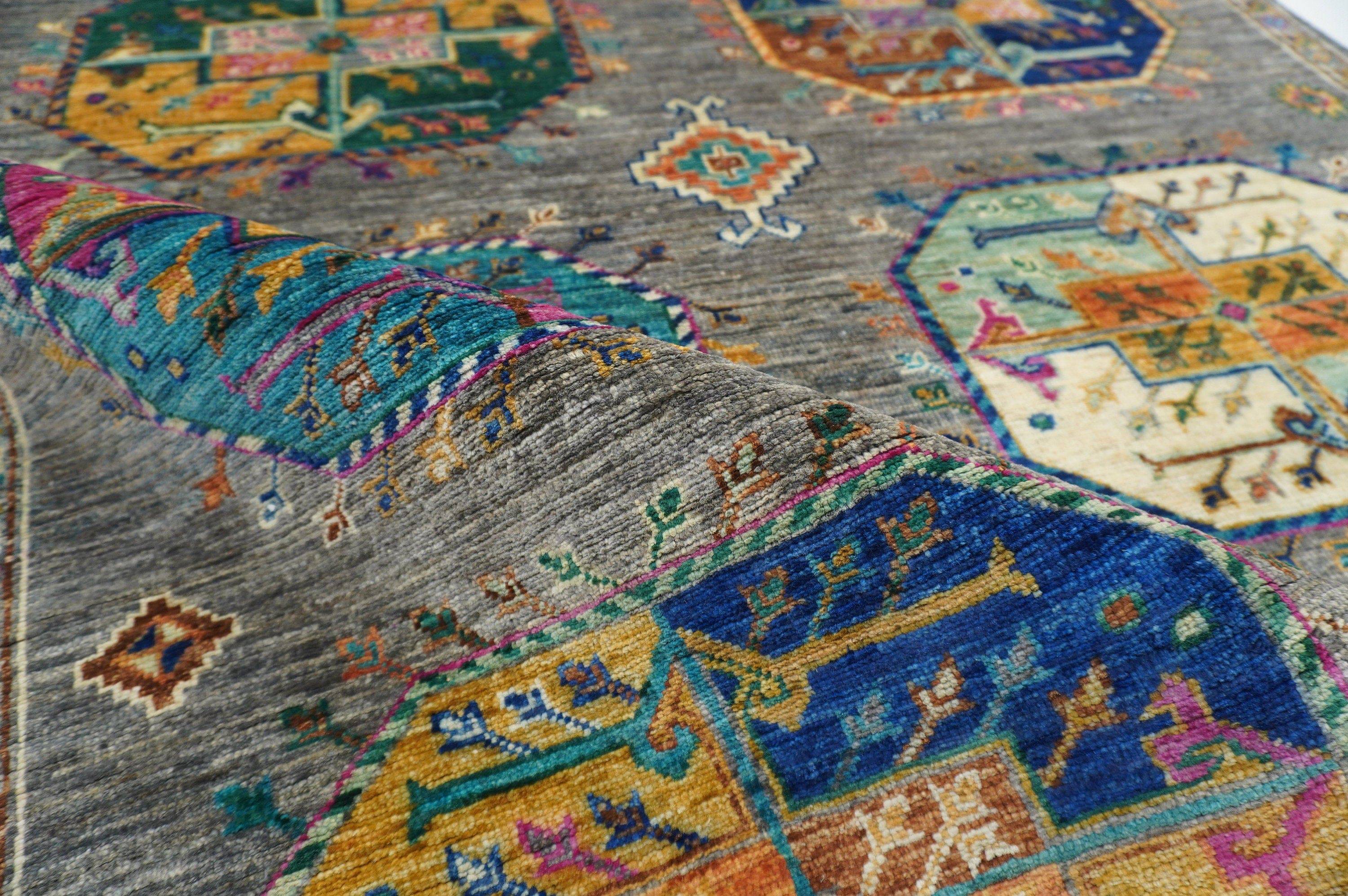 4x6 Ersari Gray Modern colors Afghan hand knotted Wool Area Rug - Yildiz Rugs