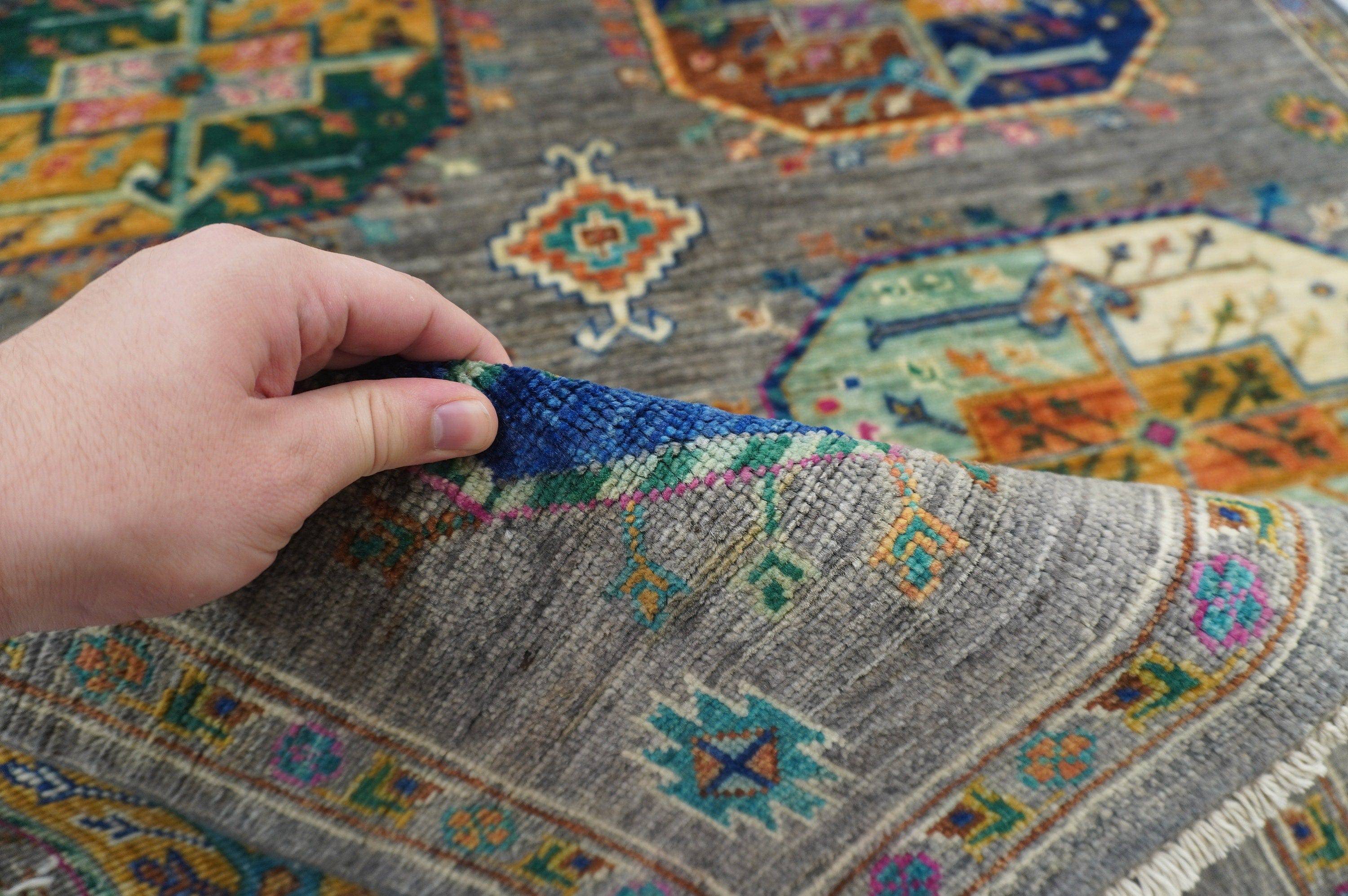 4x6 Ersari Gray Modern colors Afghan hand knotted Wool Area Rug - Yildiz Rugs