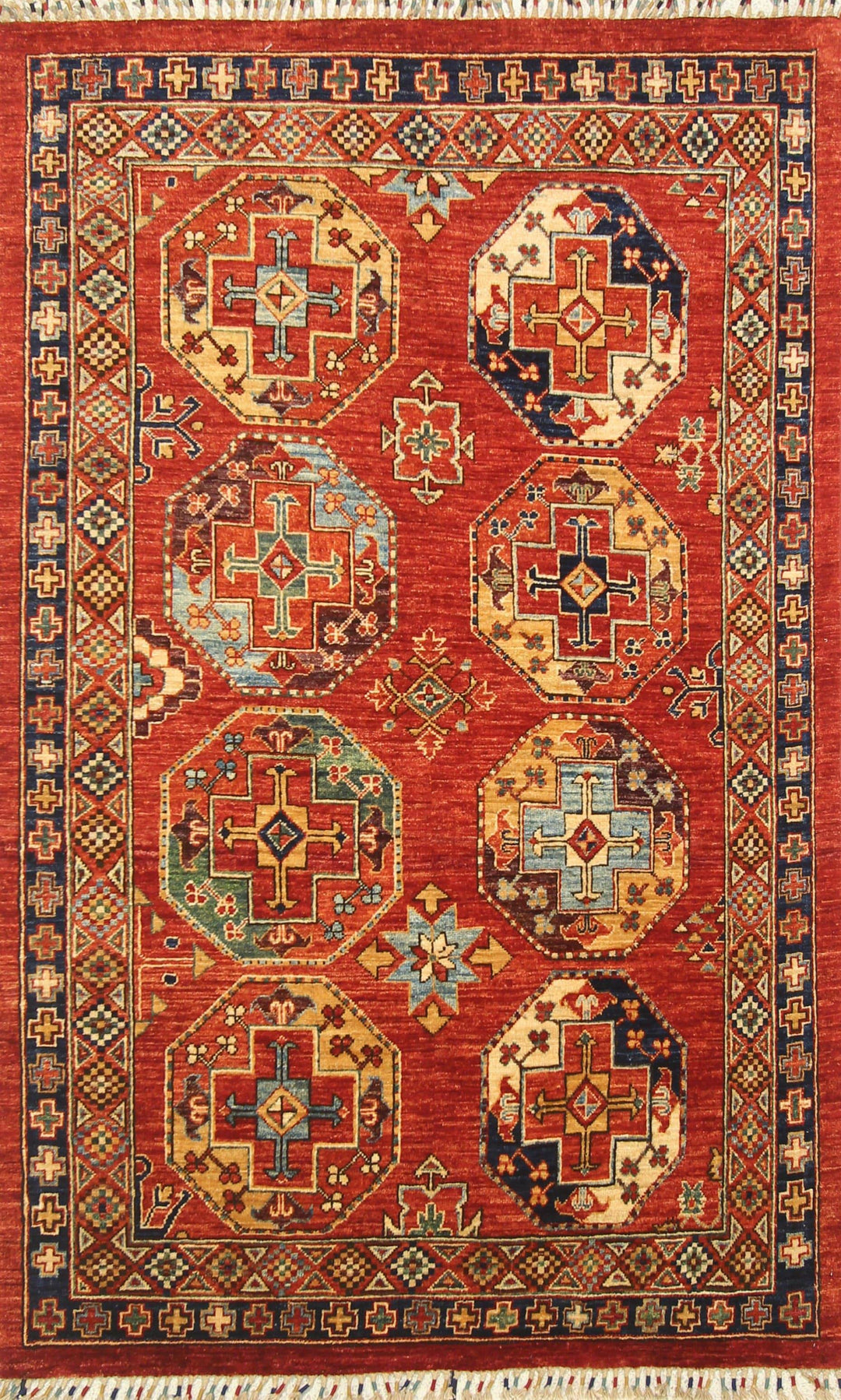 4x6 Ersari Red Afghan hand knotted Wool Area Rug - Yildiz Rugs