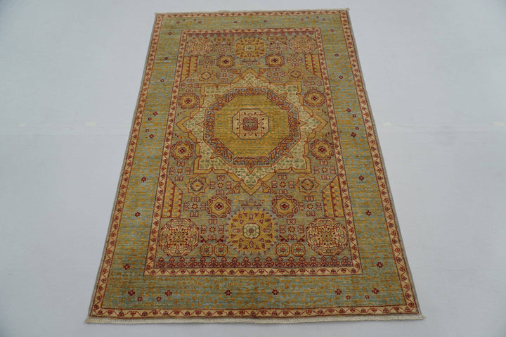 4x6 Gray Turkish Mamluk Hand Knotted Wool Area Rug - Yildiz Rugs