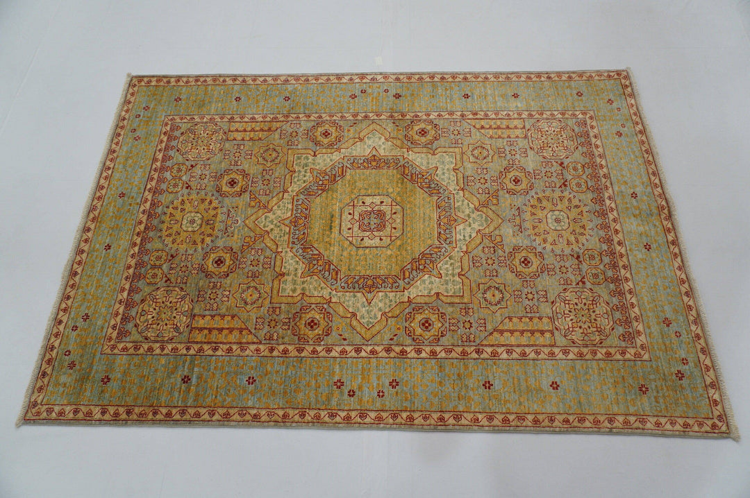 4x6 Gray Turkish Mamluk Hand Knotted Wool Area Rug - Yildiz Rugs