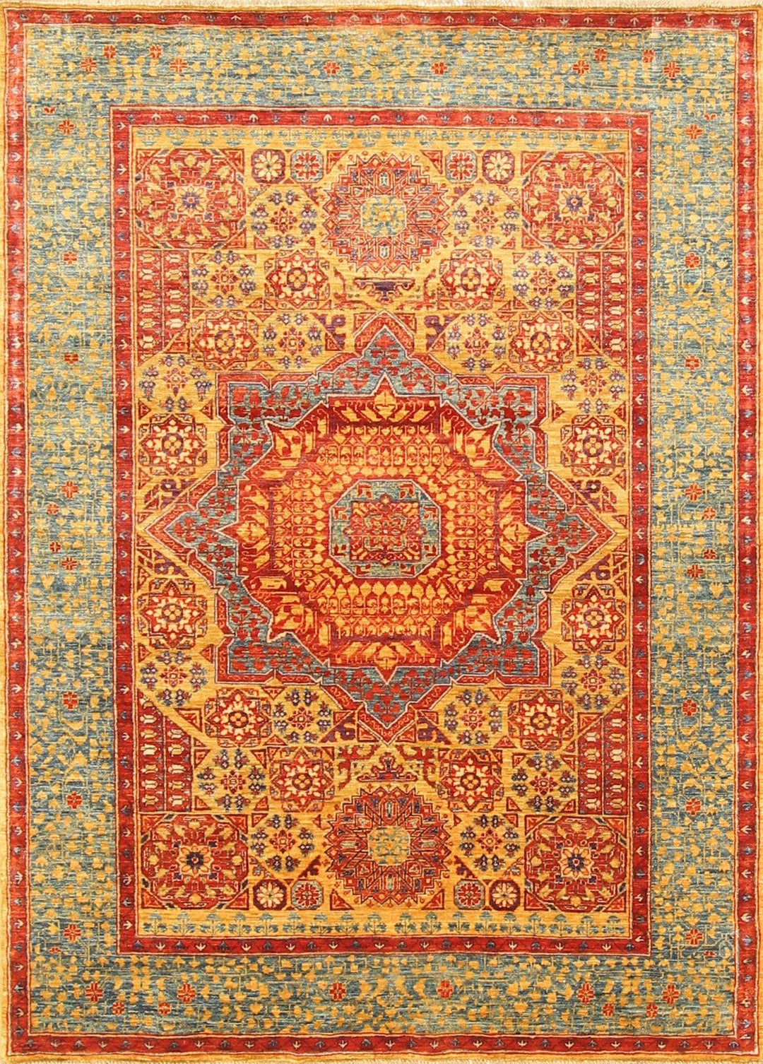 4x6 Turkish Mamluk Gold Hand Knotted Wool Area Rug - Yildiz Rugs