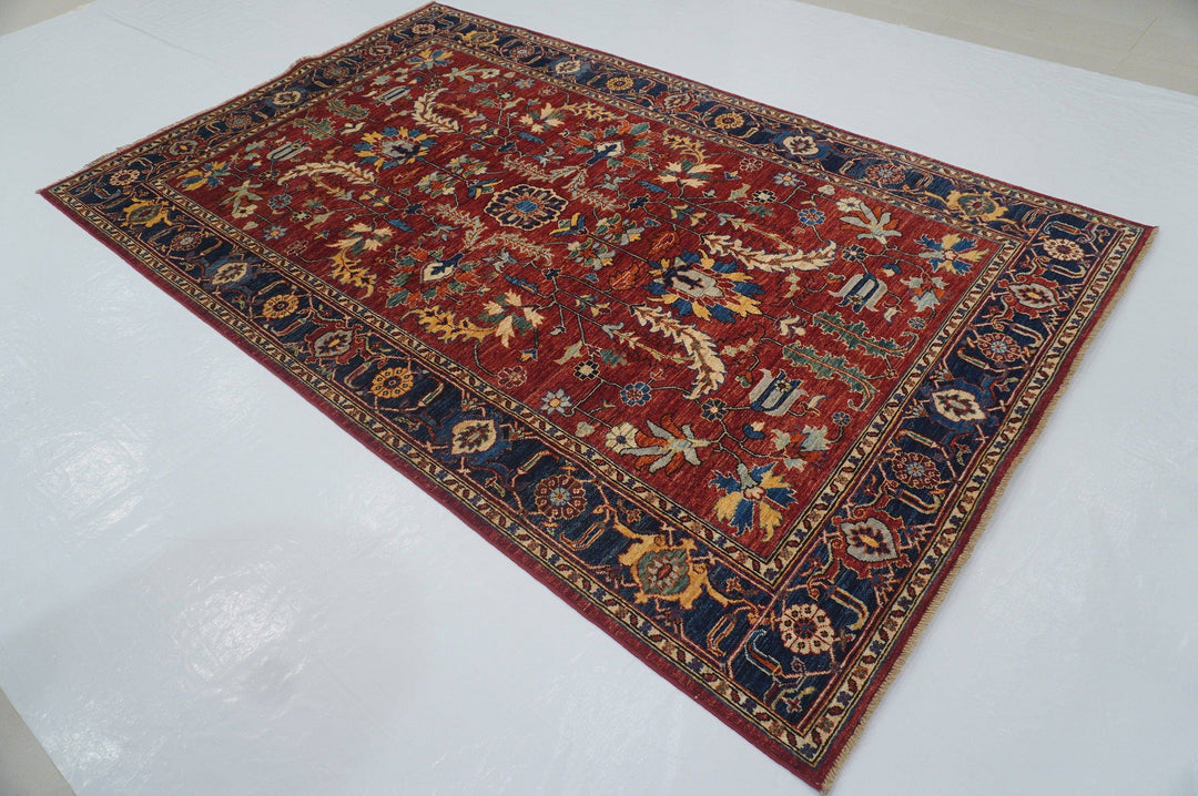 5'6x8'10 Heriz Red Persian Style Afghan Hand knotted Rug - Yildiz Rugs