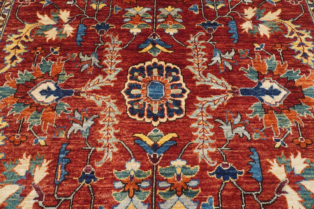 5'6x8'10 Heriz Red Persian Style Afghan Hand knotted Rug - Yildiz Rugs