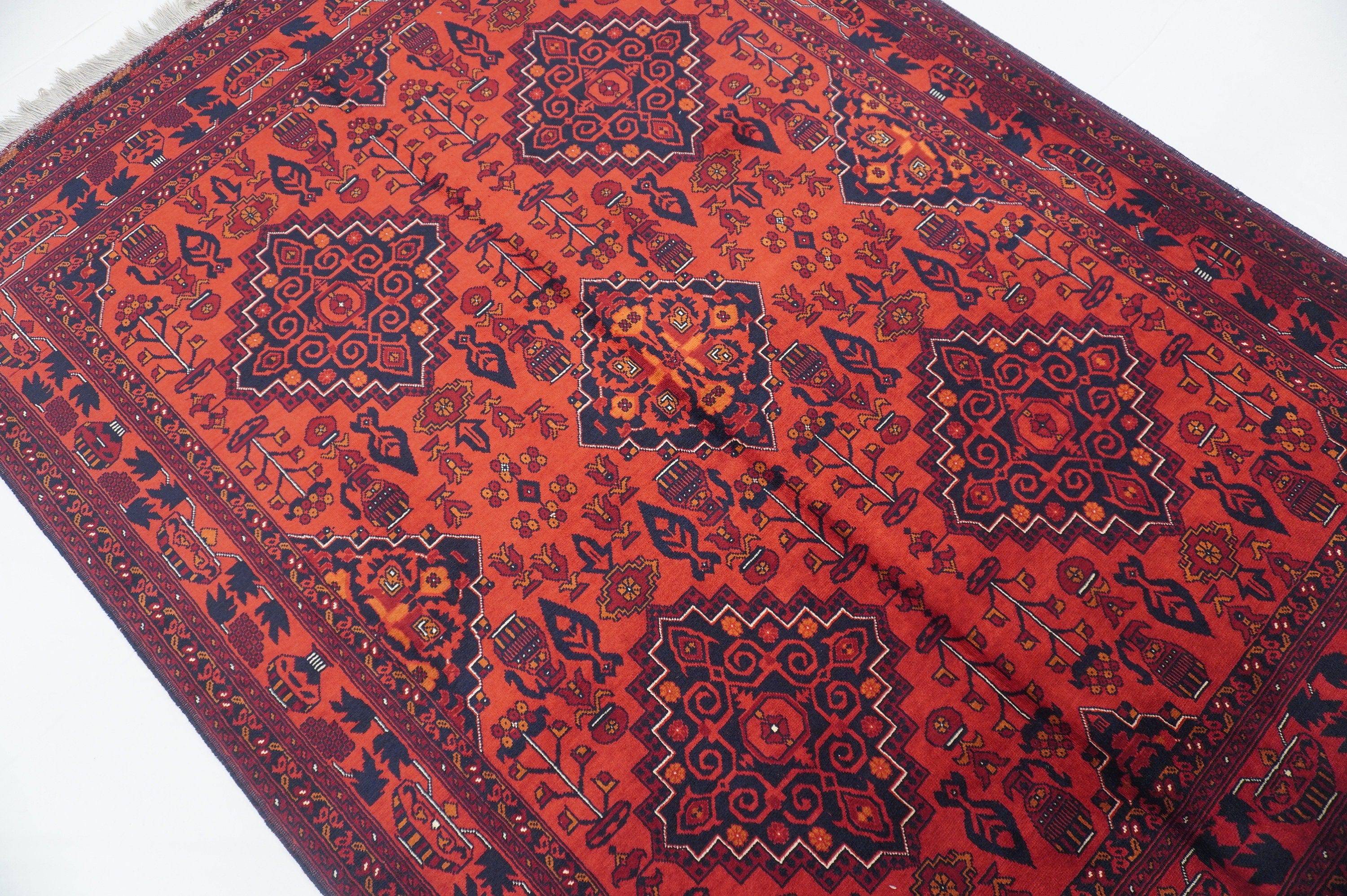 5x7 Belgic Red Super High quality Afghan Handmade Rug made - Yildiz Rugs