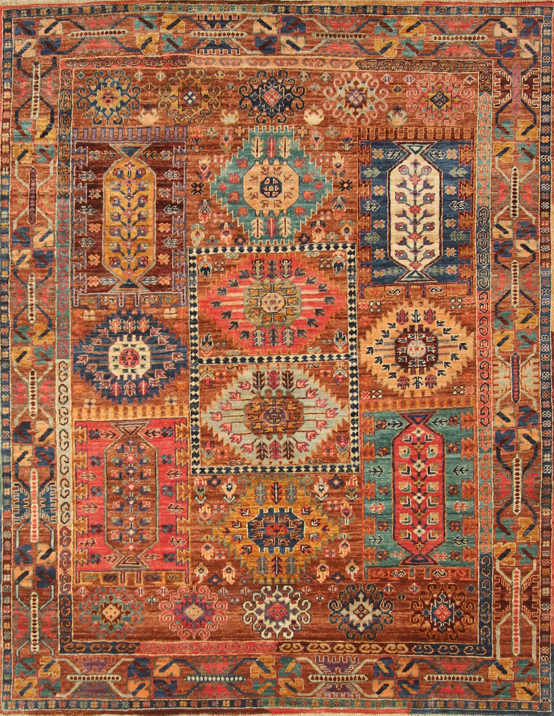 5x7 Brown Baluch Samarkand Afghan Hand knotted wool Area Rug - Yildiz Rugs