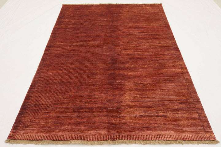 5x7 Gabbeh Red Purple Modern Abstract Hand Knotted Wool Rug - Yildiz Rugs