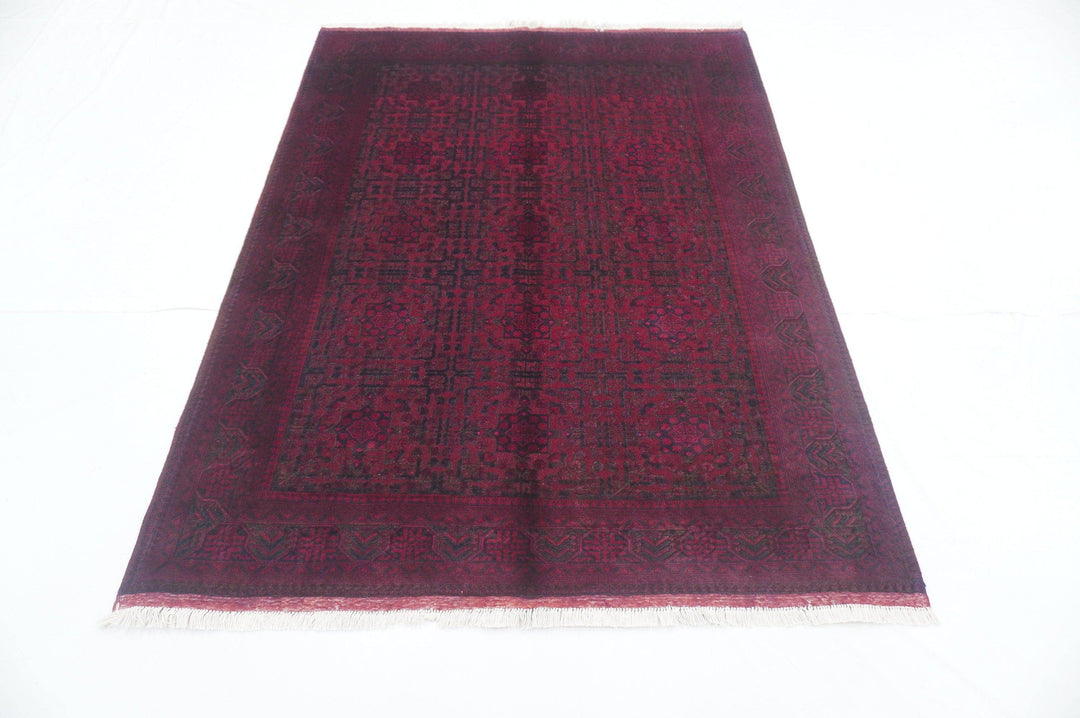 5x7 Red Belgic Overdyed Afghan Barjesta  hand knotted Area rug - Yildiz Rugs