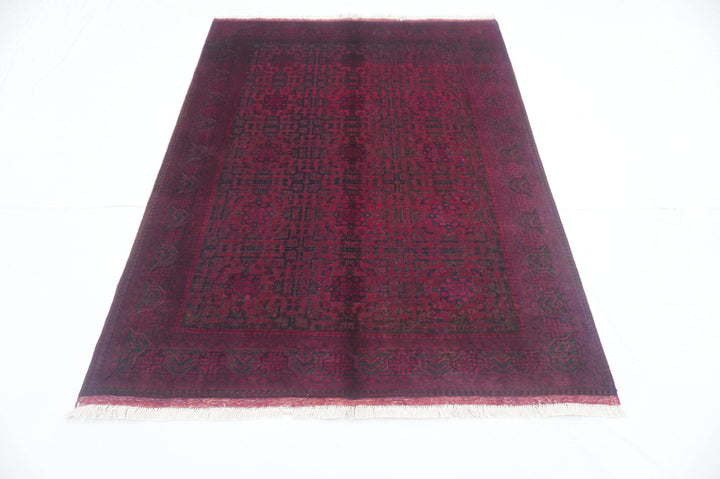 5x7 Red Belgic Overdyed Afghan Barjesta  hand knotted Area rug - Yildiz Rugs