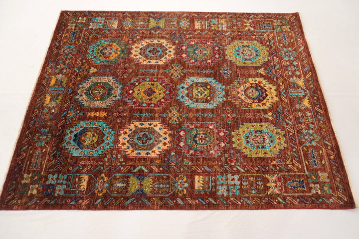 5x7 Tribal Brown Afghan Baluch Hand Knotted wool Boho Rug - Yildiz Rugs